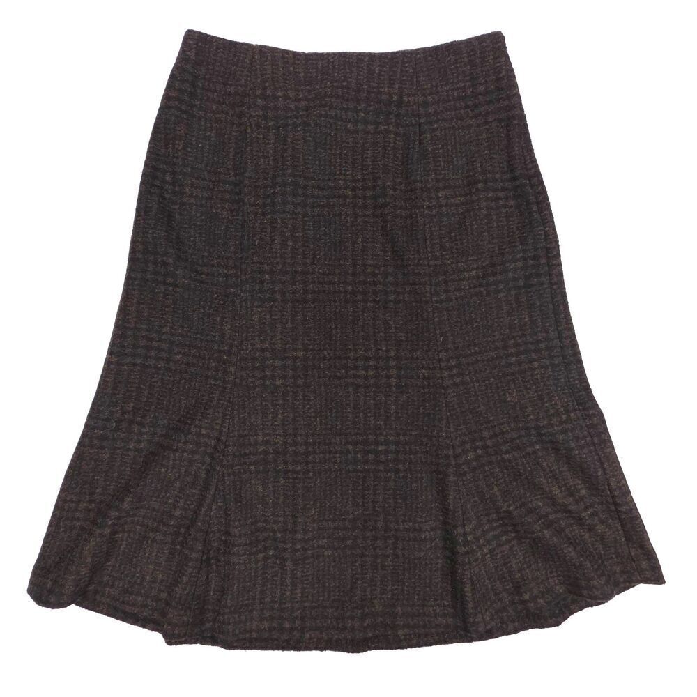 NEW Uniqlo Wool Flared Skirt Plaid Aline Midi Money Quiet Luxury Academia Preppy